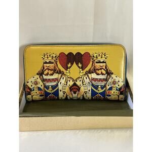 SS16 Undercover Evil Clown King Print Leather Zip Up Wallet
